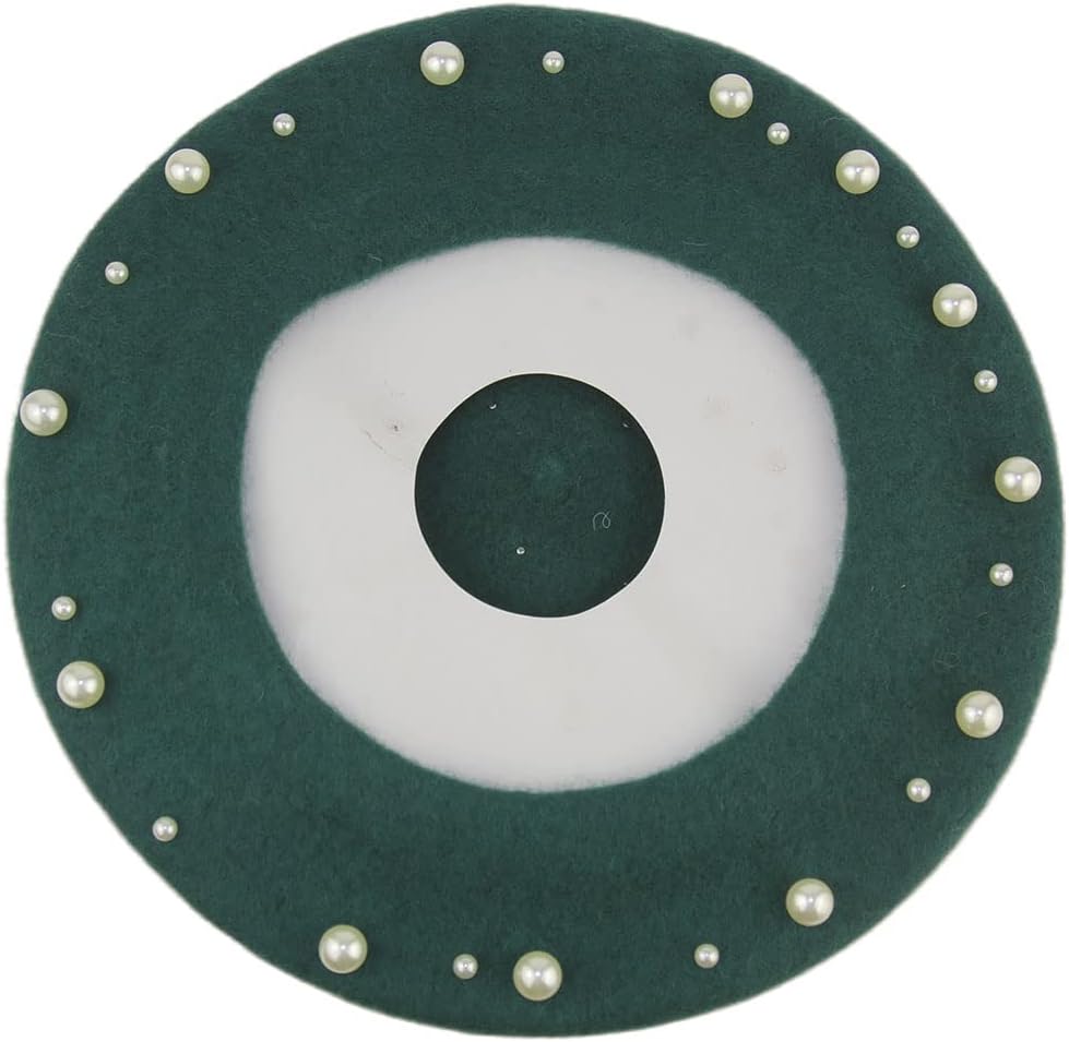 Womens French Artist Solid 100% Wool Beret Hats with Full Pearl