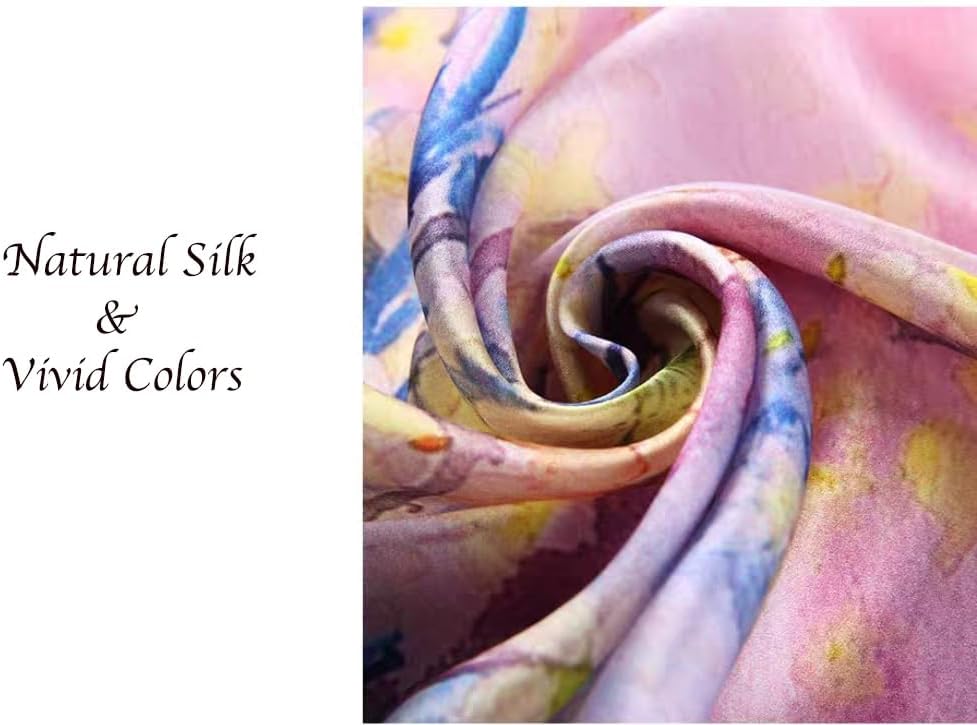 100% Mulberry Silk Long Scarf for Women Large Shawls for Headscarf and Neck- Oblong Hair Wraps with Gift Packed