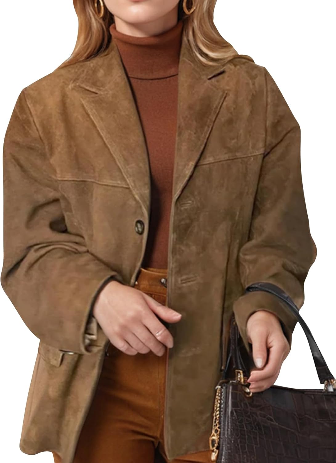 Women's Suede Jacket Old Money Aesthetic Faux Leather Coat Fall Fashion Trendy Y2k Outerwear