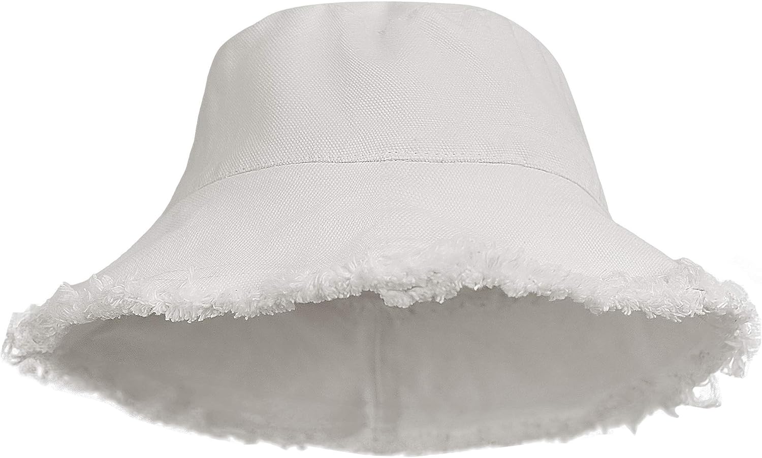 Womens Bucket-Hat Distressed Sun-Protection Washed-Cotton - Summer Wide Brim Beach Cap(7 1/8 Size) (White 01)