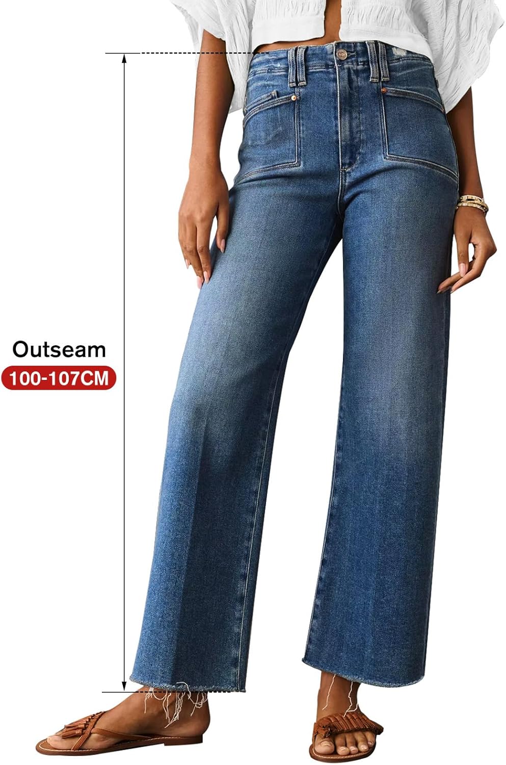 Jeans for Women Wide Leg Baggy High Waist Boyfriends Straight Leg Stretchy Denim Pants Trendy Fall