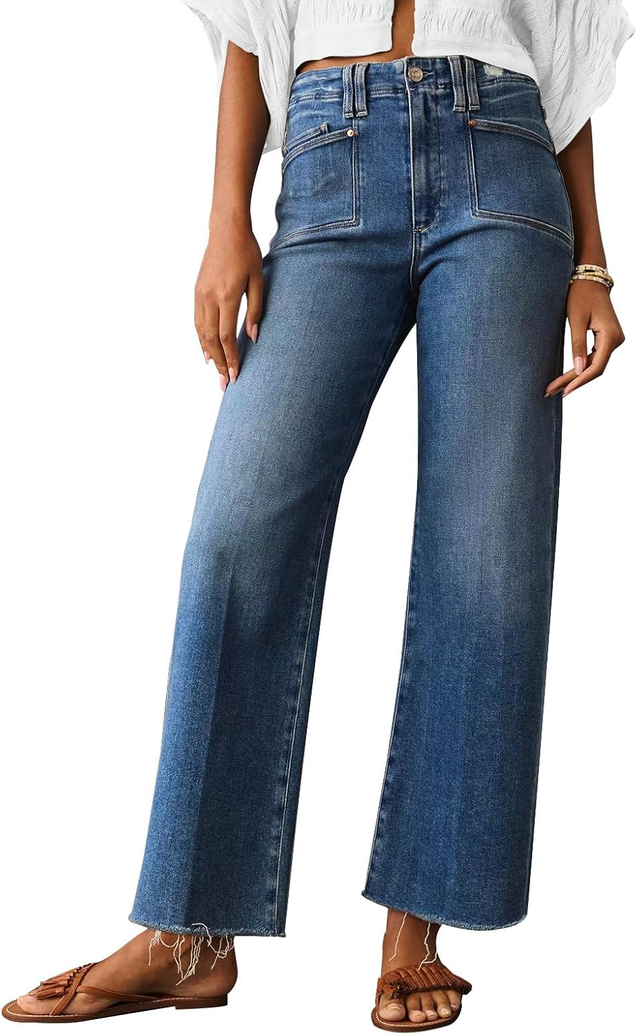 Jeans for Women Wide Leg Baggy High Waist Boyfriends Straight Leg Stretchy Denim Pants Trendy Fall