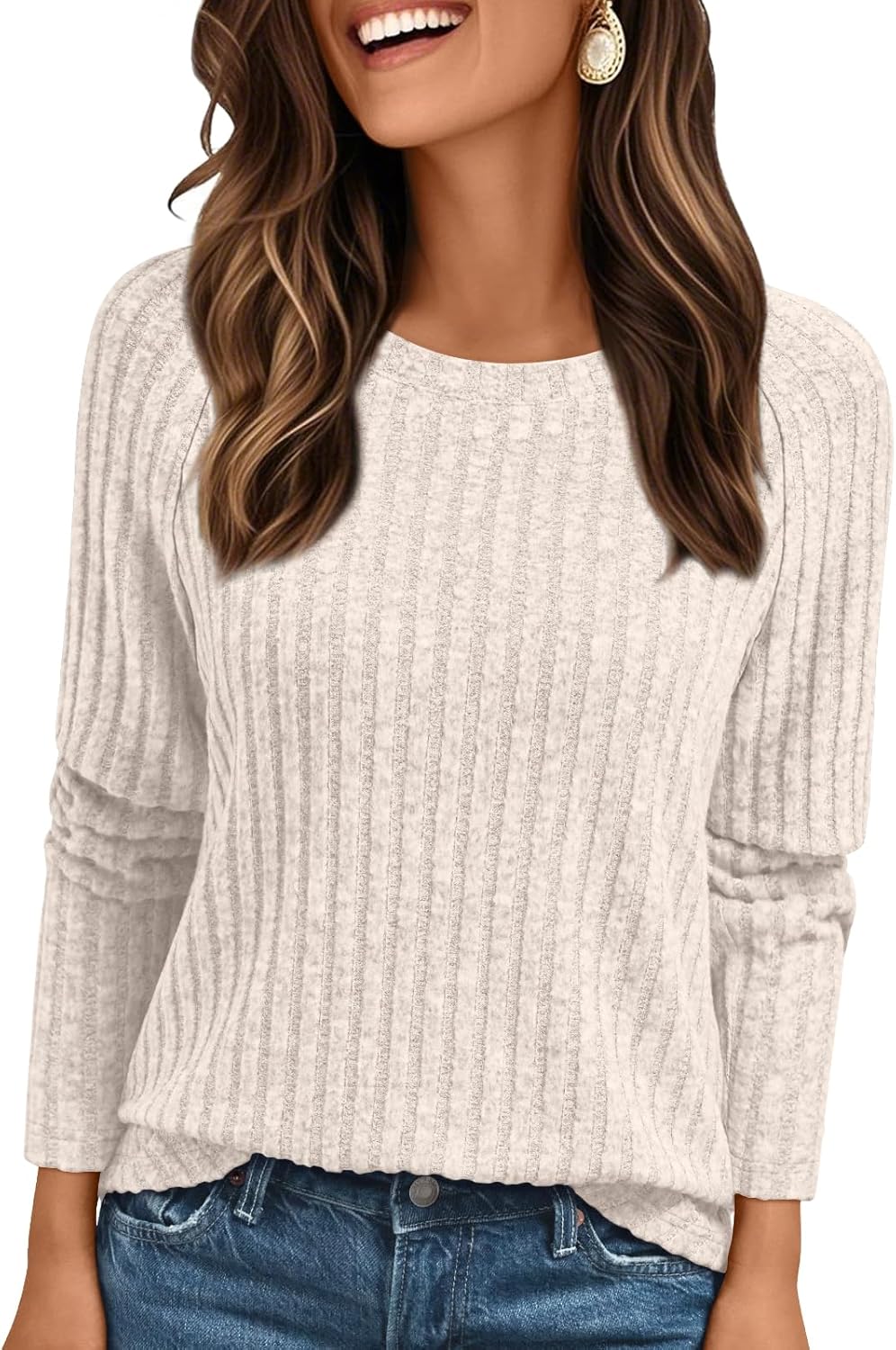 Womens Long Sleeve Shirts Fall Fashion Tops  Crewneck Dressy Sweaters Tunic Winter Clothes Casual Outfits