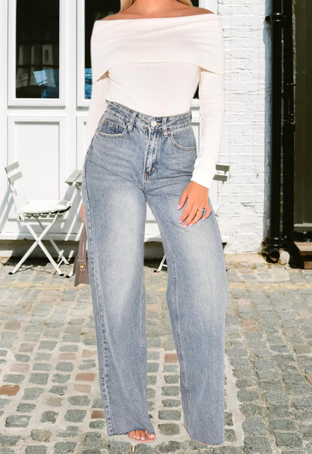 Women's Straight Leg High Waist Baggy Denim Jeans Loose Boyfriend Casual Stretchy Jeans