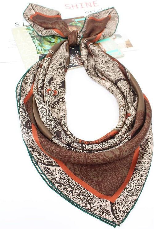 100% Silk Scarf 43" Large Square Lightweight Headscarf& Shawl–Women Hair Wraps-With Gift Packed