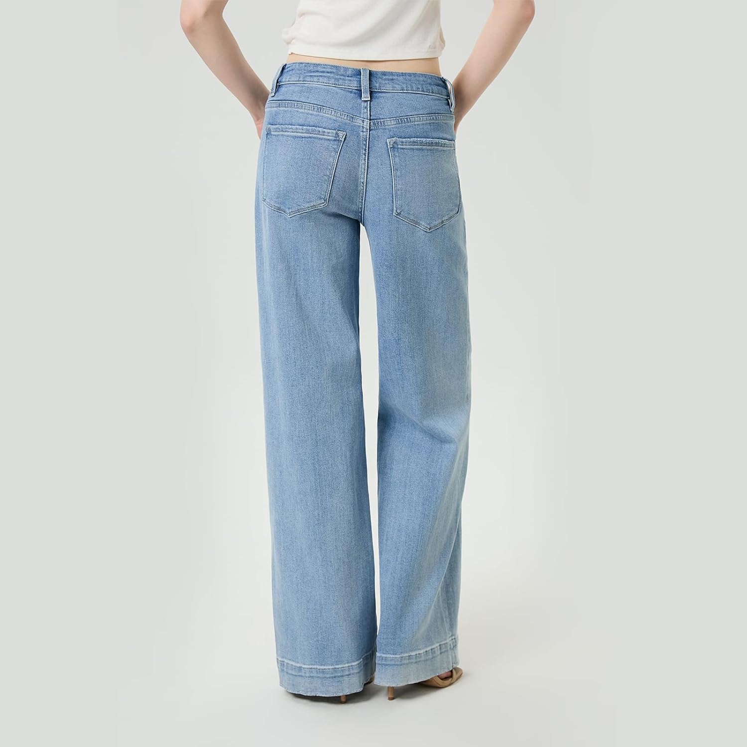 Jeans for Women Wide Leg Stretchy Loose Baggy with Patch Pockets Trendy High Waisted Straight Leg Jeans (Runs Large)