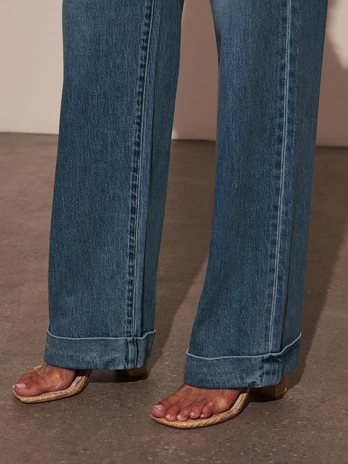 Jeans for Women Wide Leg Baggy High Waist Boyfriends Straight Leg Stretchy Denim Pants Trendy Fall