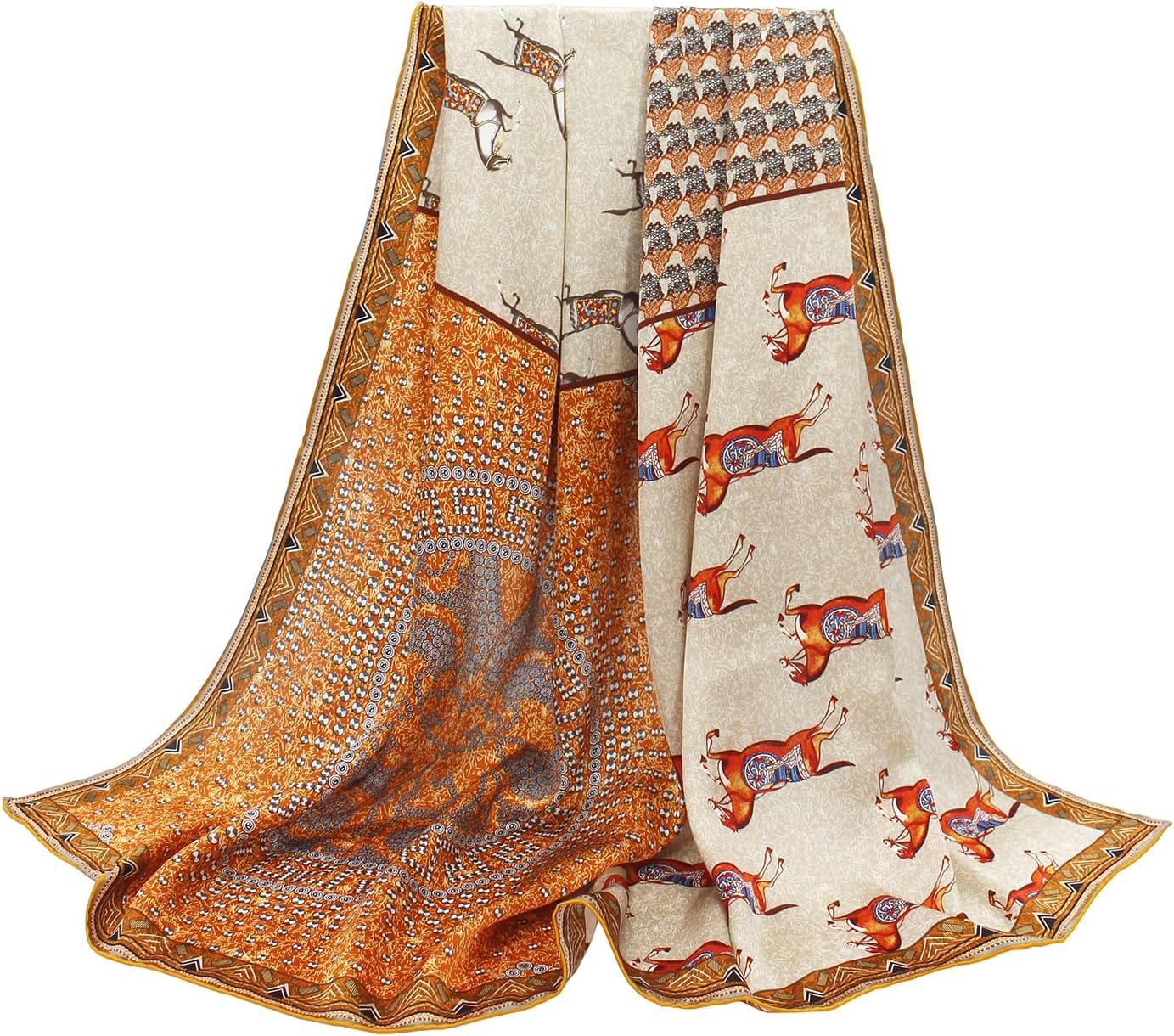 100% Silk Scarf 43" Large Square Lightweight Headscarf& Shawl–Women Hair Wraps-With Gift Packed