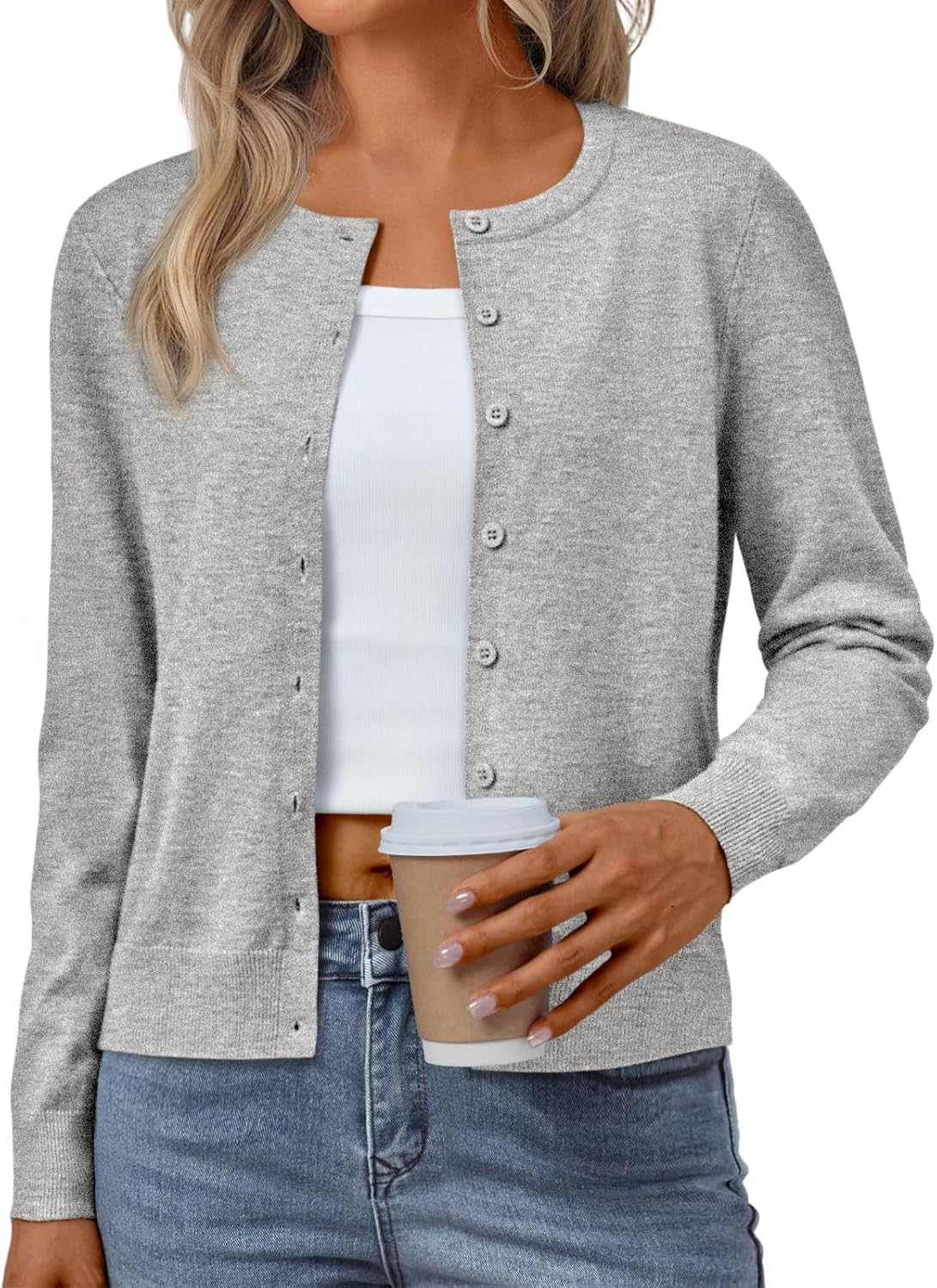 Womens Cardigan Sweaters Lightweight Crew Neck Long Sleeve Outfits Fall Fashion  Clothing