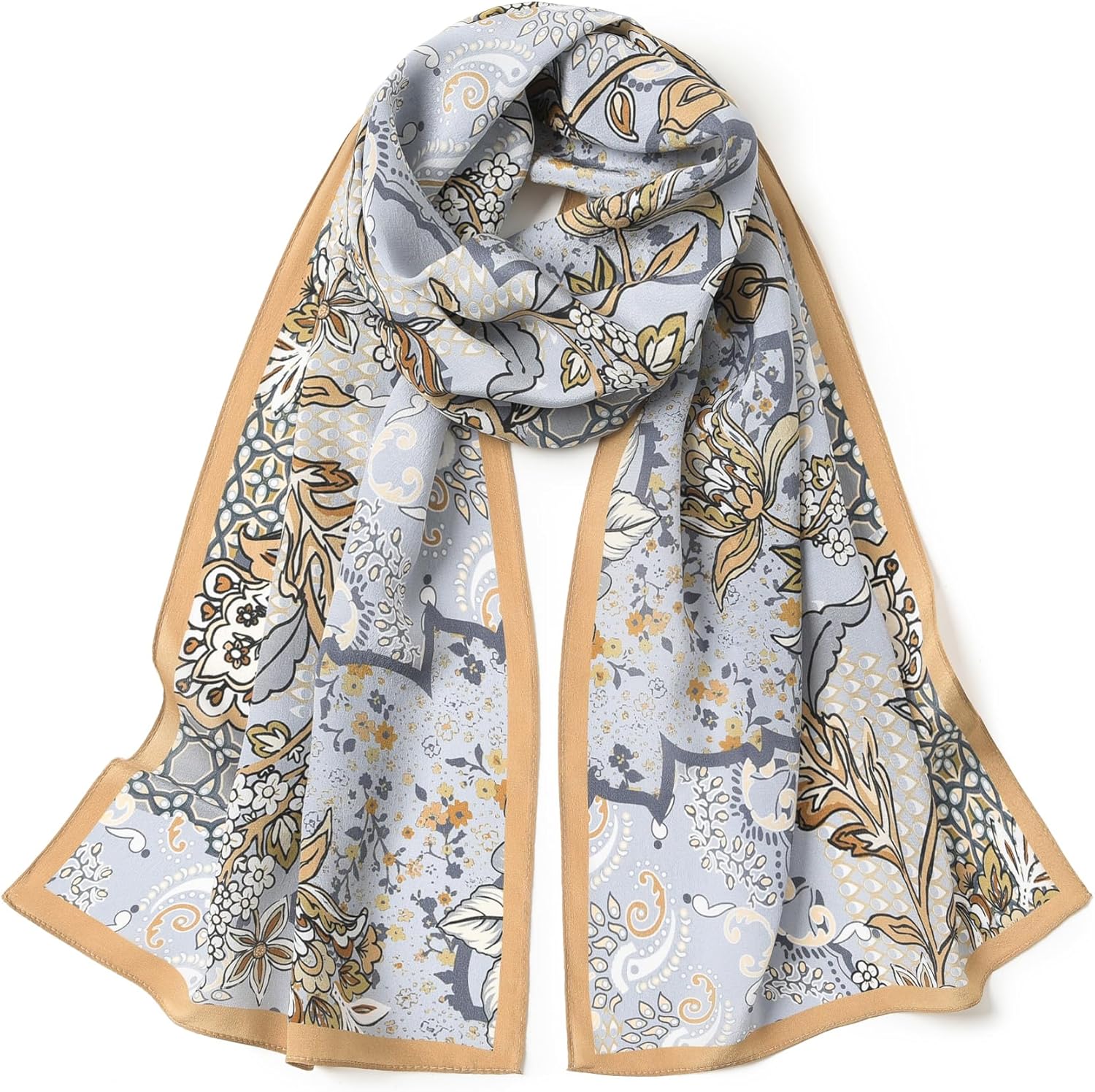 100% Mulberry Silk Women's 55”*14” Long Scarf Headscarf and Neck Scarf - Rectangular Hair Towel with Gift Packed